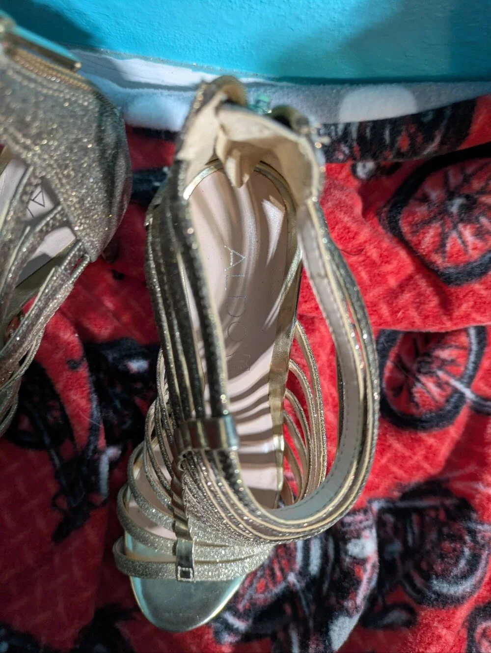 Gilded Goddess: ALDO Gold Glitter Caged Stiletto Heels